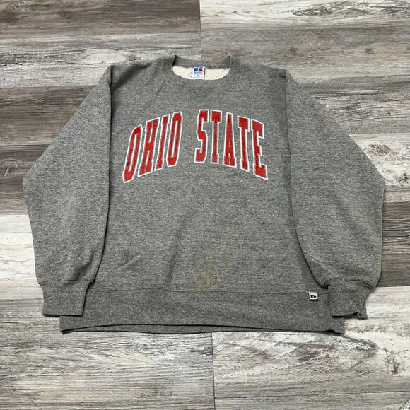 Vintage 90s Russell Athletic Ohio State‎ OSU Buckeyes Gray Mens L Sweatshirt USA - Picture 2 of 9